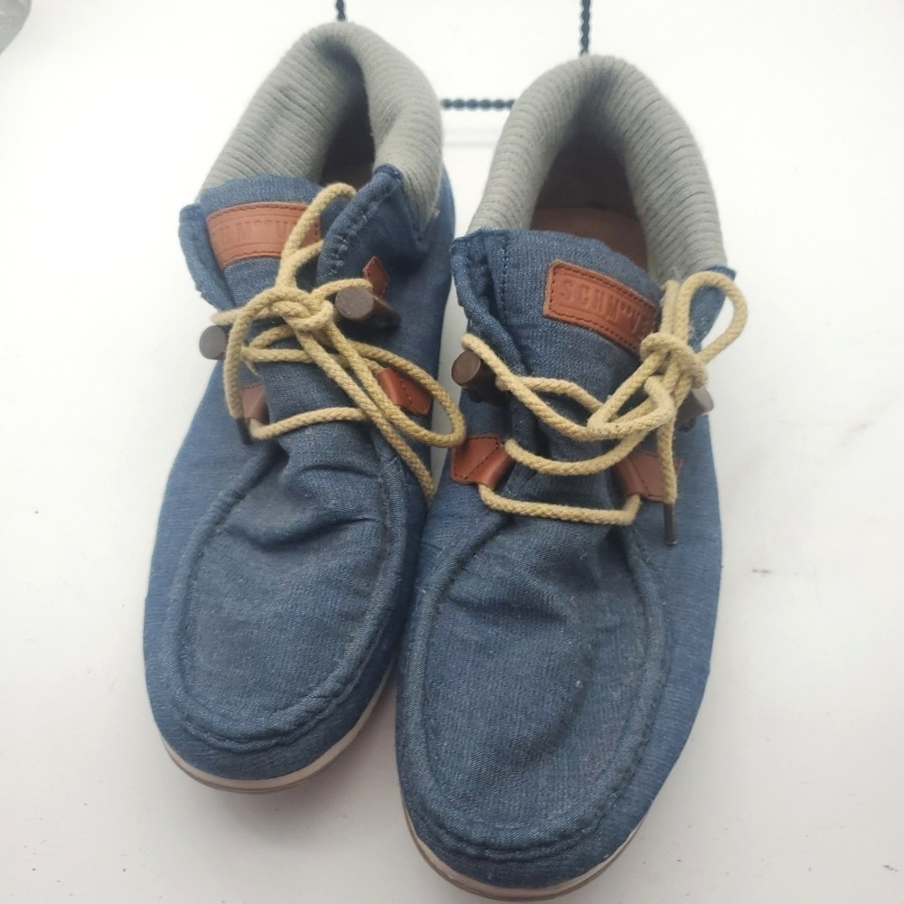 Schmoove Shoes 9.5  Mens Desert Beach Denim Beach Style Rare Vintage